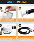 Automatic 12V Boat Bilge Pump Kit With 1-1/8 Inch Electric Bilge Water Pump installation steps