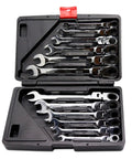 Heavy Duty Ratchet Spanner Set 12 Piece Mirror Finish Wrenches For Home Garage And Car Repair Universal Wrench Kit