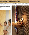 Self Adhesive Acoustic Foam Panels Black Roll Soundproof Wall And Ceiling Noise Dampening Hella Thick Coverage For Home Studio Recording on wall with family