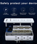 Interior view of Must Have USB Wall Charger And Surge Protector with Nine AC Outlets And Two USB Ports showcasing protection features.