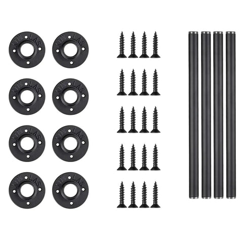 Image showing 4 Pack Industrial Pipe Table Leg Set For DIY Rustic Farmhouse Tables And Furniture, Heavy Duty Metal Pipes With Flanges, 12 Inch.