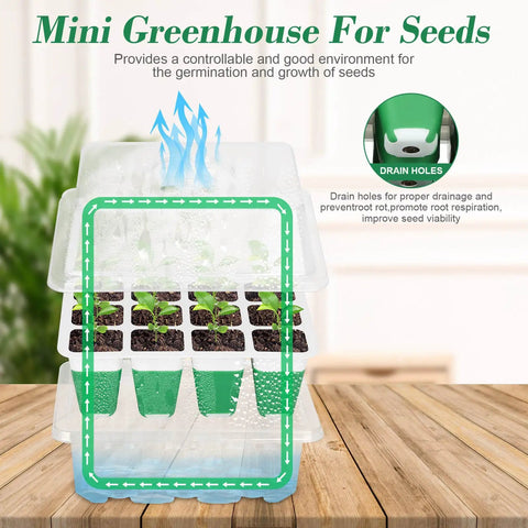 Six Pack Silicone Seed Starter Tray Kit With Reusable Cells And Humidity Adjustable Dome For Indoor Seed Germination Easy Watering And Transplanting Drainage Holes Lid And Tools