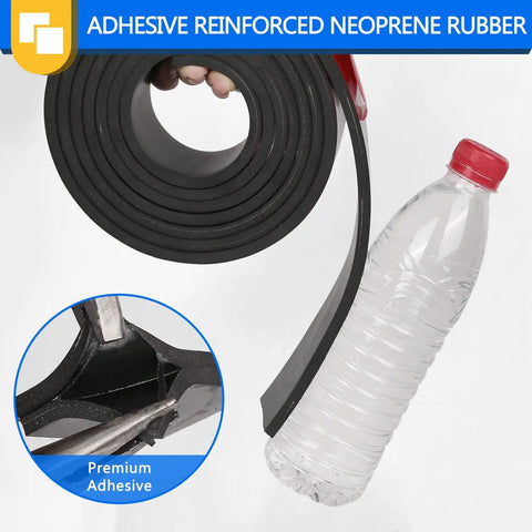Two Layer Fabric Reinforced Neoprene Rubber Sheets Half Inch Thick Twelve Inch Wide Twelve Inch Long Heavy Duty Gasket Material shown with bottle