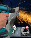 Electric Drill Plate Cutter Nibbler Attachment For DIY Projects With Adapter cutting metal plate, sparks visible