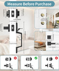 Dimensions and installation guide for Heavy Duty Matte Black Front Door Lock Set With Deadbolt Modern Exterior Door Handle Reversible.
