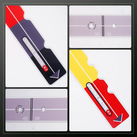 Golf Putting Aid Stroke Meter 2.0 Pro Training Tool with color-coded guides for stroke length and distance control.