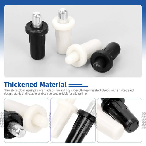 No Sweat 60 Piece Cabinet Door Repair Pins Kit Mixing Black And White Plastic And Iron for sturdy long-lasting use.