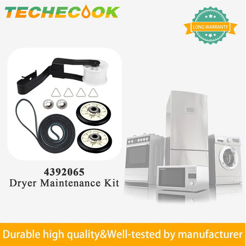 Complete Dryer Repair Kit With Drum Roller 349241T 691366 Idler Pulley And 341241 Belt For Whirlpool And Kenmore Dryers visible components