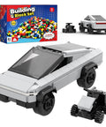 Cyber Off Road Truck Toy Building Set 2 In 1 Transforming Vehicle Kit With ATV And Pickup Car For Kids Aged 6 Plus And Adult Collectors Seeking Dope Durable Creative Building Fun Educational STEM Play, gray brick-built pickup and ATV