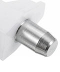Close-up of tough plastic and stainless steel peg from 200 Pcs White Shelf Support Pegs For Cabinets And Bookcases set