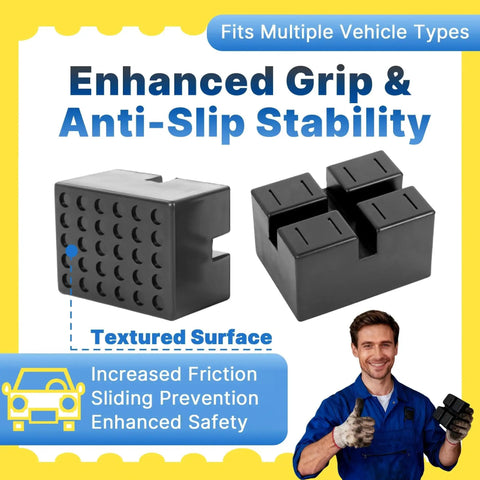 Heavy Duty Pinch Weld Jack Pad 4 Pack Built Tough Solid Rubber Auto Lift Blocks for Jacks and Stands, textured surface, 3D view