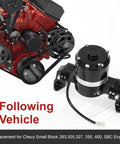 Professional Grade Superior Plug And Play Replacement Small Block Electric Water Pump For Chevy Sbc 262 283 327 400 installed on a V8 engine.