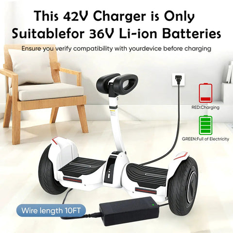 UL Certified 42V 2A Replacement Electric Scooter Charger With 7-In-1 Universal Connectors For 36V Hoverboards Made For All Your Rides And Compatible With Gotrax Ninebot Jetson Voyage Power Adapters