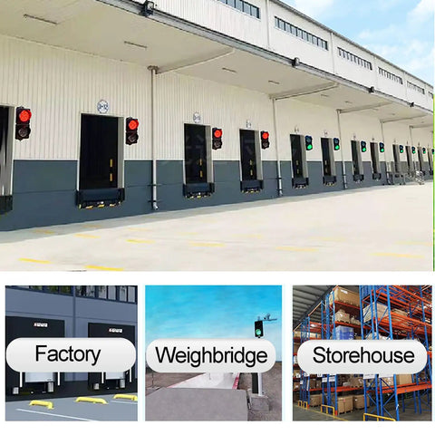 Heavy Duty Industrial Led Loading Dock Traffic Light Wall Mount Signal Lamp Automotive Warehouse showing red and green signals at loading bays.