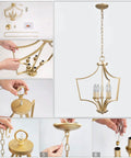Assembly steps for Five Light Gold Pendant Chandelier For Dining Room Living Room Bedroom And Kitchen Island With Modern Style.