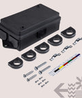 7-Way Trailer Wiring Junction Box With Waterproof 7-Pin Terminal Block and mounting hardware displayed