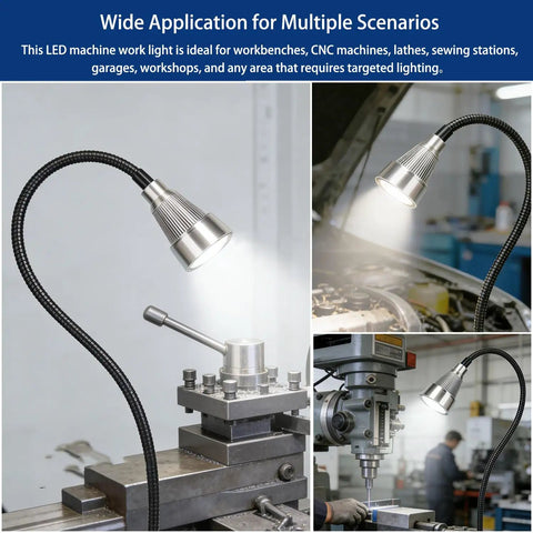 Hella Bright Magnetic Led Work Light Featuring A Slick Flexible Gooseneck Neck for detailed shop tasks on CNC machines.