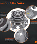 Rear Wheel Hub And Bearing Assembly Pair For Honda Accord 2008 To 2012 And Acura TSX 2009 To 2014, 5-Bolt Lugs, ABS Encoder, 4-Bolt Square Flange details