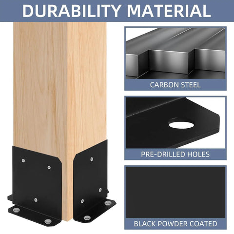 Heavy Duty Adjustable Post Base Bracket Kit For 6x6 And 8x8 Wood Posts Half Column Deck Support For Pergola Railing And Mailbox Mounts Weatherproof Black 8 Pack Built Tough For All Weather