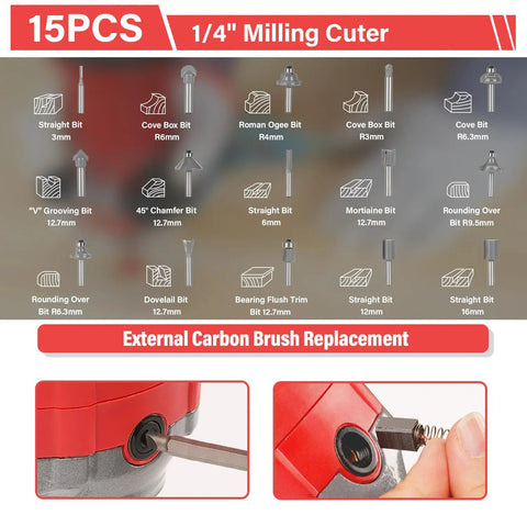 Smooth Operator Corded Wood Router With Variable Speed And 15 Pc Bit Set For Effortless Edge Work Rock Solid Aluminum Base Built Tough To Crush Every Cut For Weekend Warriors And Pros