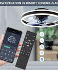 Low Profile Flush Mount Ceiling Fan With Dimmable LED Light And Remote Bladeless 19.7 Inch Indoor Ceiling Fan with app and remote control