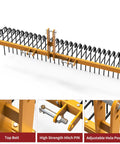 72 Inch Tow Behind Landscape Rake With 32 Steel Tine Dethatcher For Category 1 Tractors, Heavy Duty Powder Coated Finish
