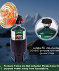 Portable Propane Golf Cart Heater With Cup Holder, 4100 BTU Self Ignition, Cordless Outdoor Golf Cart Accessory