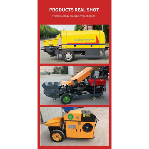Beefy Trailer Mounted Hydraulic Concrete Pump With High Flow For Nonstop Material Delivery In Commercial Buildings, Warehouses, Industrial Workshops, And Residential Developments, yellow trailer unit
