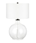 24 Inch Tall Table Lamp With Fabric Shade In Clear Glass Blackened Bronze White Finish For Nightstands And Side Tables Ambient Lighting