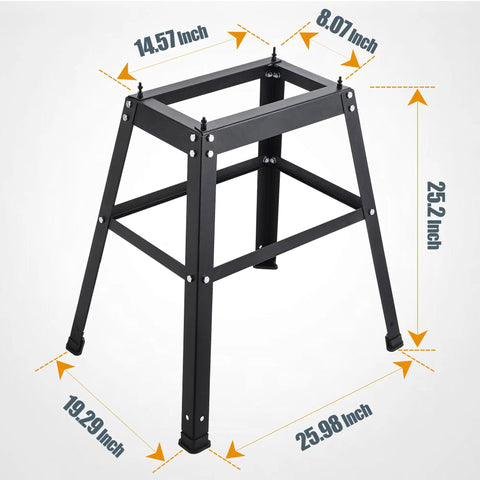 Pro Grade Stand For 10 Inch Band Saw, Heavy Duty Steel Frame Weighing 12.5 Lbs with non-slip feet, shown from the front