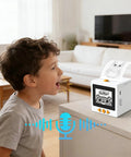 Child using Sweet Smart AI Voice Activated Sticker Printer Portable Inkless Thermal Craft Device With Touchscreen Panel for art.