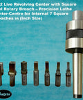 Rotary MT2 Broach Tool Holder With Square Broach Set Imperial Includes Complete Kit shown with broaches on blue background
