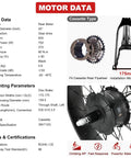 G062 48V 750W Fat Tire eBike Conversion Kit details with motor, cassette, disc brake compatibility, and 175mm hub spacing.