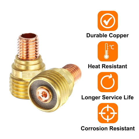 Five-Piece Gas Lens Collet Bodies 45V43 1/16 Inch Copper TIG Welding Torch Consumables Kit with heat and corrosion resistance