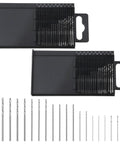 40 Pc Mini Drill Bit Set 0.3Mm To 1.6Mm High Speed Steel HSS Tiny Shank Full Ground Twist Bits arranged in two black cases