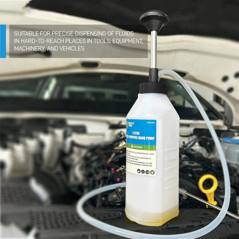 SMOTIVEPRO 1 L hand oil pump with clear tubing for engine and transmission oils