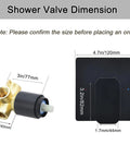 Matte Black Square Shower Valve Kit With Rough In Valve, Single Function Shower Faucet Mixer dimensions and components