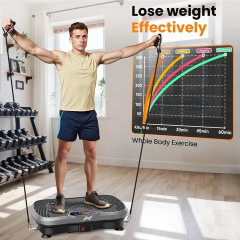 Man using Vibration Plate Fitness Platform For Full Body Workout, Bluetooth Shaker Board, Home Gym And Office Use, Low Impact Vibration Machine