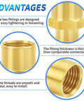 Close-up of Beefy Brass Pipe Fitting Reducer Hex Coupling 1/2 Inch NPT Female To 1/4 Inch NPT Female Adapter highlighting features