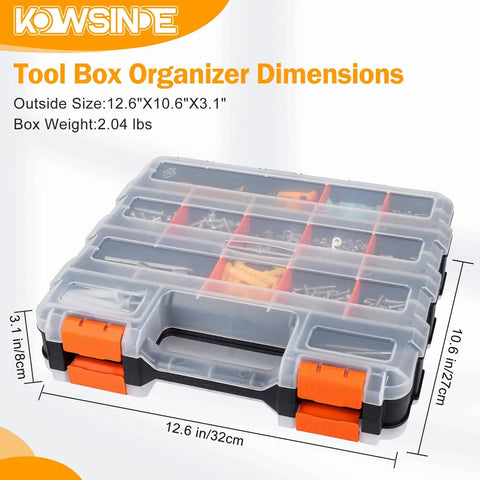 Double Sided Tool Organizer With 34 Compartments And Removable Dividers For Screws Nuts Bolts Tough As Nails Hardware