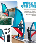 Inflatable Windsurf Wing Foil For Wind Wing Foiling And Surfing Handheld Wing For Water Sports 3.2 Square Meters Blue Durable Polyester
