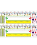 Self Adhesive Desk Nameplates Set For Primary Students Pack Of 36 14 By 4 Inches Manuscript Alphabet, numbers, symbols, colors.