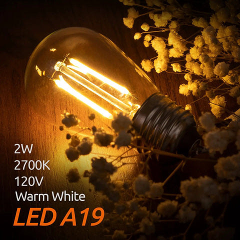Brighten Up Your Outdoors S14 LED Replacement Bulbs 2W 4 Pack For Outdoor String Lights With E26 Screw Base Waterproof Shatterproof Dimmable Weatherproof Patio Garden Lighting filament bulb with flowers