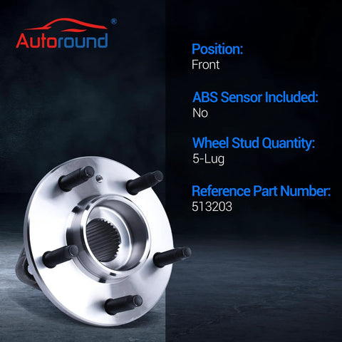 Wheel Hub And Bearing Assembly Replacement For 2000 To 2008 Chevrolet Impala 2003 To 2007 Buick Regal And 2003 To 2008 Pontiac Grand Prix With Five Lugs Non ABS Beefed Up For A Smooth Sturdy Ride And Long Lasting Performance, front view
