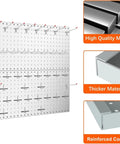 Two Pack 12 By 24 Inch Metal Pegboard Panels For Garage Wall Storage And Tool Organization On Workbench Or In The Workshop Grey Durable Steel Panels With Wide Hook Compatibility For Pegs And Accessories.