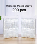 Disposable Arm Sleeve Covers 200 Pack Clear Plastic Sleeves in packaging displayed on wooden table