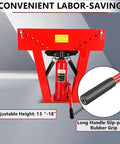 16 Ton Manual Hydraulic Pipe Bender With 45 Steel Frame For Copper And Metal Tubes Includes 8 Dies For Professional Bending Projects Up To Two Inches In Diameter With Adjustable Height And Smooth Operation showing adjustable height and slip-proof handle.