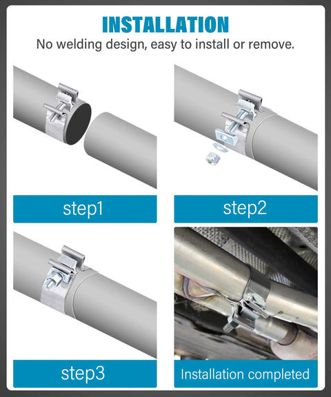 Installation steps for Two Pack Stainless Steel Exhaust Clamp 2.5 Inch Narrow Band Muffler Seal For Exhaust System Car Accessories