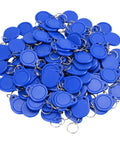 100 Pack 125KHz RFID Key Fobs For Door Access Control Read Only EM ID Cards With Unique Preprogrammed IDs, blue fobs pile
