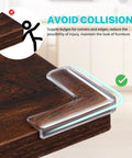 Close-up of silicone corner protector on wooden table, part of Eight Piece Silicone Corner Protectors For Baby Proofing And Home Safety Slim Edge Guards To Cover Sharp Furniture Corners Anti Collision Bumpers For Tables Cabinets And Windows
